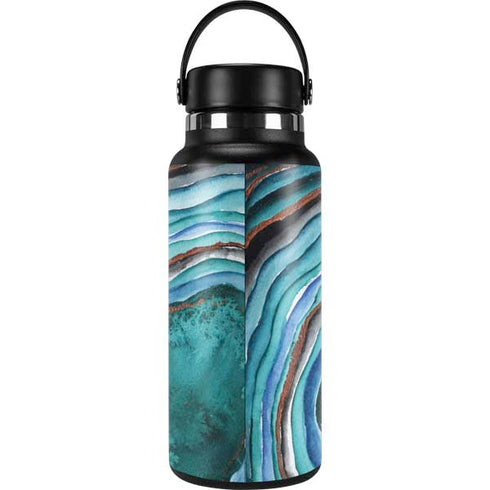 Turquoise Watercolor Geode Hydro Flask 32oz Wide Mouth Skin